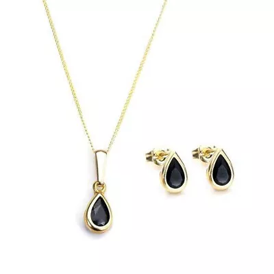 9ct Gold And Sapphire Necklace And Earrings Set Sapphire Earrings And Necklace • £130