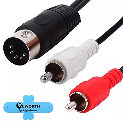 Yeworth 5 Pin Din To Rca Cablepremium 5Ft/1.5m 5-Pin Din Male Plug To 2-Rca Mal • $10.69