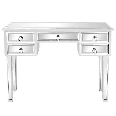 Mirrored Makeup Desk Vanity Dressing Table With 5 Drawers Deluxe Modern Glass • $169.98