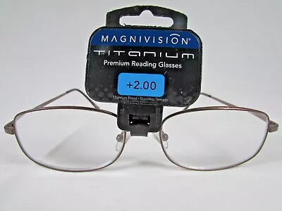 Magnivision Titanium T6 Readers +2.00 READING GLASSES NEW FAST FREE SHIPPING • $15.99