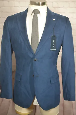 New Nautica Mens Blue REG FIT SUEDE Sport Coat Blazer Jacket SIZE 38R • $59.97