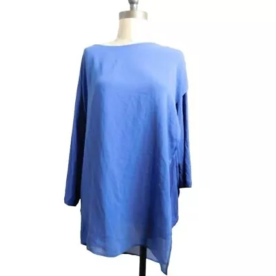 H By Halston Size L Large Periwinkle 3/4 Sleeve Blouse Top • $14.99