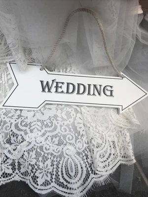 £2.99 • Buy Shabby Chic White Wooden Wedding Arrow Sign With Rope Twine