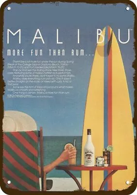 1984 MALIBU RUM Beach Surfboard Vintage-Look DECORATIVE REPLICA METAL SIGN • $24.99