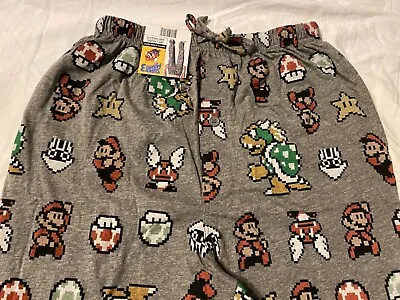 SUPER MARIO BROS 3 Luigi STAR Game BOWSER New MENS Pajama Sleep LOUNGE Pants WOW • $19.05