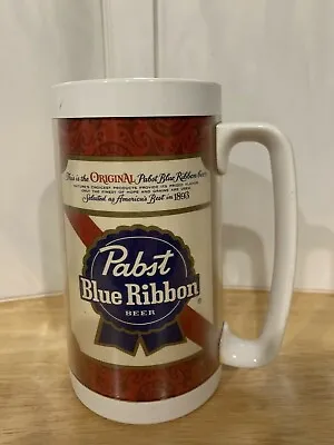 WestBend Thermo-Serv Pabst Blue Ribbon Plastic 16oz Insulated Beer Mug Good Used • $6.49