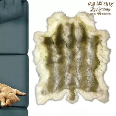 $1299.99 • Buy Faux Fur Deer Skin, Shag Bear Area Rug, Wolf, White Fox Fur Border, Suede Lining