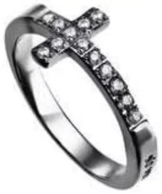 Ring Size 5 (SW Cross Blvd 5) Stainless Steel Sideways Cross I Am My Beloved's • $35.95