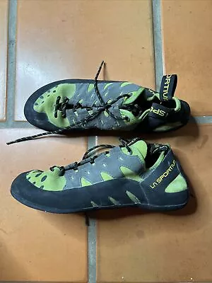 La Sportiva Mens Tarantulace Climbing Shoes Outdoors Green Black Mens Size 13 • $28.69