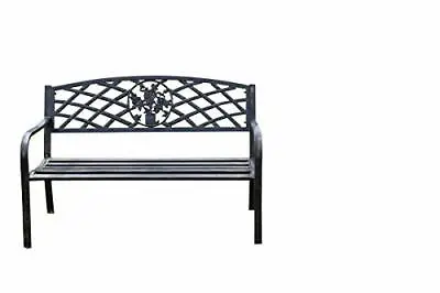 Metal Garden Bench With Cast Iron Floral Pattern Insert • £79.99