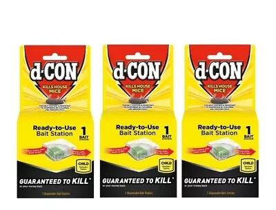 3 *** D-Con Ready-To-Use Indoor Child Resistant 2-Entry Bait Station Kills Mice • $13.07