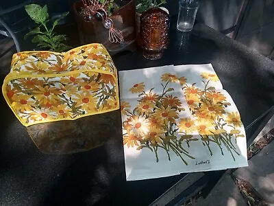 Vintage 60s Crazy Daisy Fallani And Cohn Linen Towels And Toaster Cover • $35.95