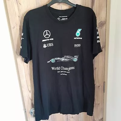 Mercedes AMG Petronas F1 T-Shirt Formula 1 Black - Size Men's Large • £12.99
