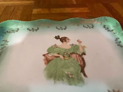 Victoria Carlsbad Austria Antique Dresser Tray Plate W/ Sitting Lady’s Portrait  • $45