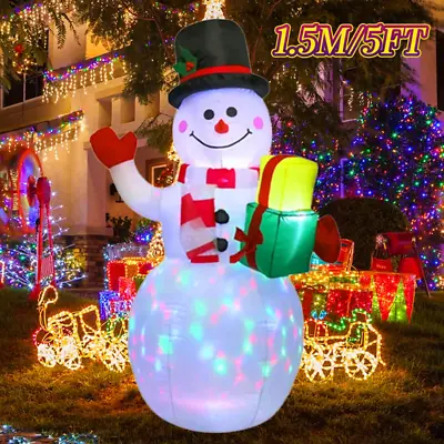  5 Ft LED Light Up Snowman Outdoor Christmas Inflatable Lighted Yard Decoration • $52.99