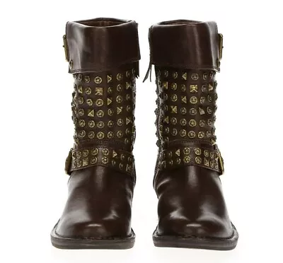 Ugg Australia CONOR Ladies Studded MOTO Leather Boots Brown Size 5.5 Retail:$375 • $175