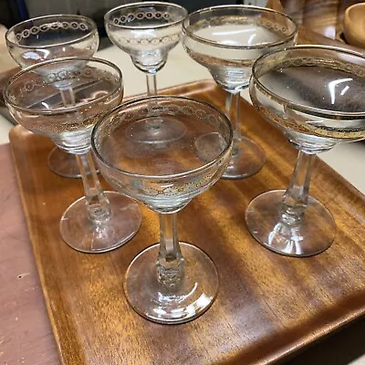 Antique Crystal Glasses Lot With Gold Greek Key Design? -Champagne & Cordial MCM • $55