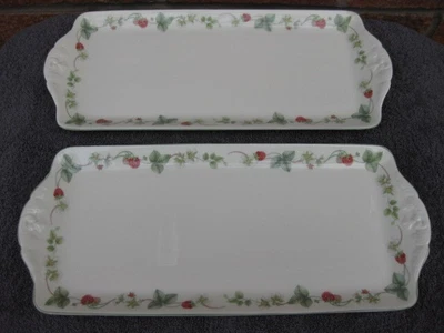 £39.95 • Buy Wedgewood Raspberry Cane Queensware  2 X SANDWICH/CAKE Serving Trays, VERY RARE!