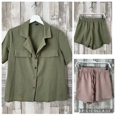 £14 • Buy SheIn Khaki Green Shorts & Shirt Set Military Safari Style Size 6 