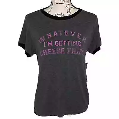 Prince Peter Collection Mean Girls Cheese Fries Gray Soft Ringer T-shirt Small • $29.99