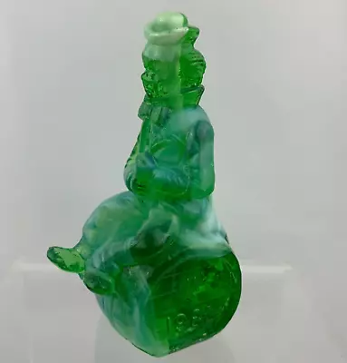 Mosser Glass  The Performer  Clown On A Barrel -  Uwe  - Green Slag 1982 • $9.99