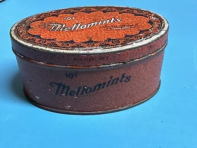 Vintage Mellomints Candy Tin Container Oval 3 3/4 L X 2 1/4 W X 2 D • $7.99