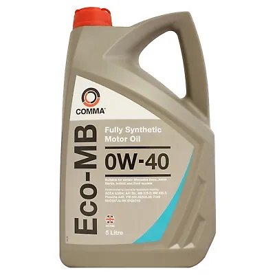 £56.50 • Buy Comma Eco-MB 0w-40 0w40 Fully Synthetic Car Engine Oil - 5 Litres 5L