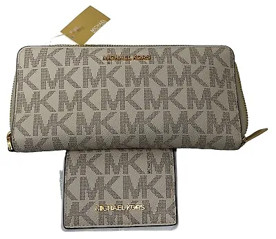 NWT Michael Kors  Vanilla JS LG Travel Wallet With Matching ID Card Holder $298 • $129.99