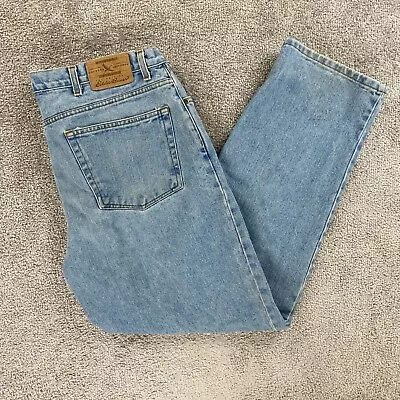 Vintage Eddie Bauer Mens Blue Jeans 38x32 Denim Light Faded Tapered • $12.74