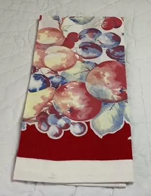 Vintage Kitchen Towel Cotton Printed Fruit Design Red Blue • $9.45