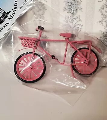 New In Pkg Dollhouse Miniature Pink Vintage Bicycle With Basket 1/12 • $0.99