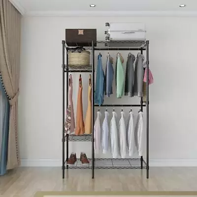 Wire Garment Rack Heavy Duty Metal Free-standing Closet Organizer Wardrobe • $47.69