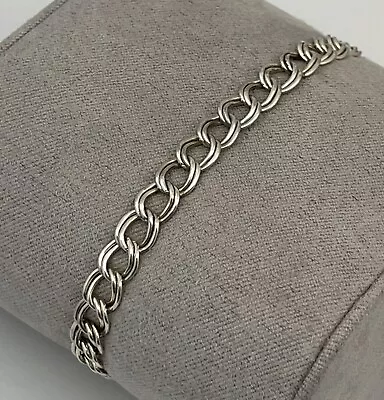 925 Sterling Silver Double Link Charm Chain Bracelet 6.75” Italy Jewelry • $28