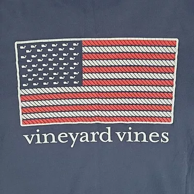 Vineyard Vines T-shirt Adult Medium Blue America Flag Indianapolis Whale Pocket • $12