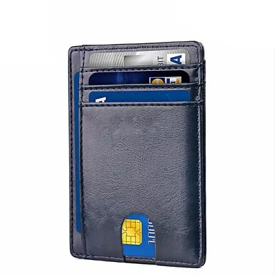 Mens Leather Slim Wallet Credit Card Holder RFID Blocking Pocket ID Money PU USA • $8.59