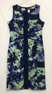 Sangria Size 10 Purple Green Sleeveless Empire Sheath Knee Length Dress • $8.99