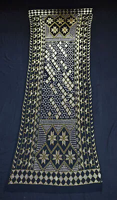 Black Egyptian Assuit Silver & Gold Metal / Net Tulle Fabric Wrap Shawl Scarf • $299