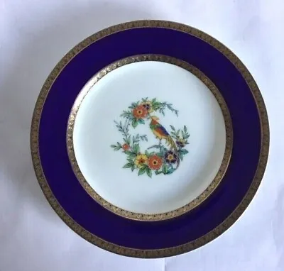 MINTON Plate Royal Blue Rim With Gold Bands C.1890 • £12