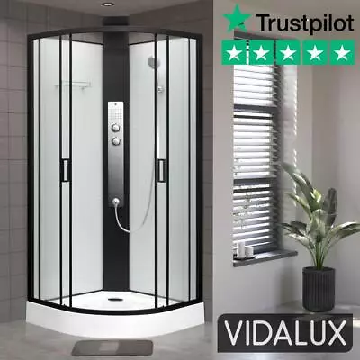 800 900 1000 Quadrant Shower Cabin Vidalux Kontrast TS Black & White • £639