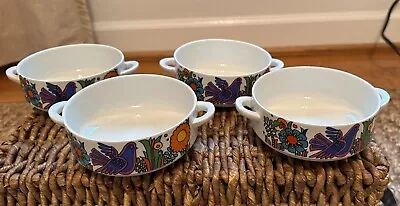 Villeroy And Boch Acapulco Set 4 -Cream Soup Bowl Handles Luxembourg Blue Stamp  • $60