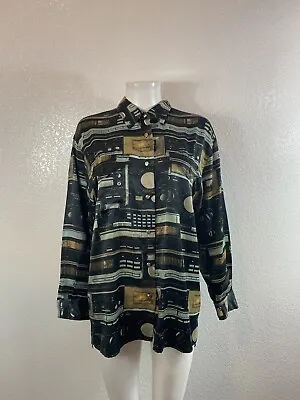 Rare Vtg Moschino Jeans Black Stereo Print Shirt M • $188