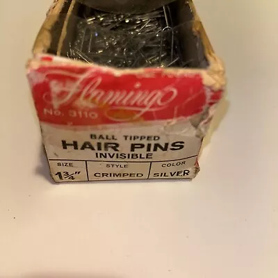 Box Of Vintage Flamingo Ball Tipped Hair Pins Invisible Crimped 1 3/4” Silver • $5