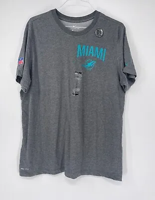 Miami Dolphins Grey Nike Dri-fit Shirt W/ Aqua Logo *brand New&multiple Sizes* • $19.99