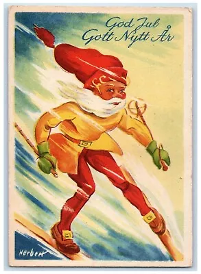 C1910's Merry Christmas New Year Sledding Herbert Unposted Antique Postcard • £14.46