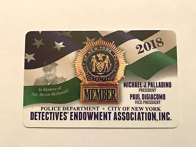 2018 MEMBER Det. McDonald NYPD Detective Association DEA PBA Courtesy Card New • $20