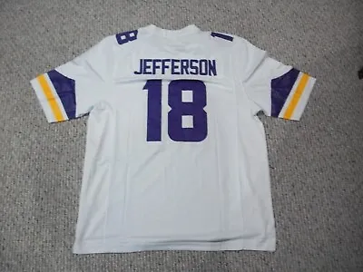 JUSTIN JEFFERSON Unsigned Custom Minnesota Sewn Football Jersey Sz S-3XL Pur/Wht • $38.05