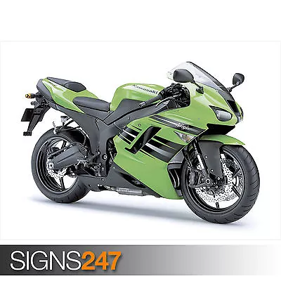 KAWASAKI NINJA ZX 6R GREEN (1604) Motorbike Poster - Poster Print A0 A1 A2 A3 A4 • £6.25