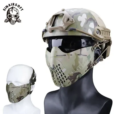 Tactical Pilot Half Face Mask Airsoft CS Paintball Fast Helmet Military Hunting • £25.78