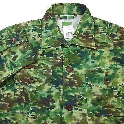 $395 Sid Mashburn Waxed Cotton Watercolor Camo Military Jacket Men's Large Green • $126.55