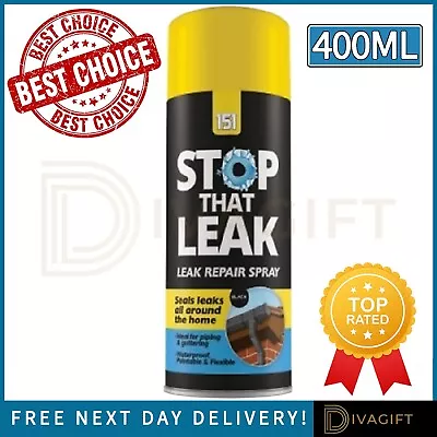 400ml Leak Repair Spray Gutter Window Roof Sealer Black Stop That Leak Sealant • £7.99